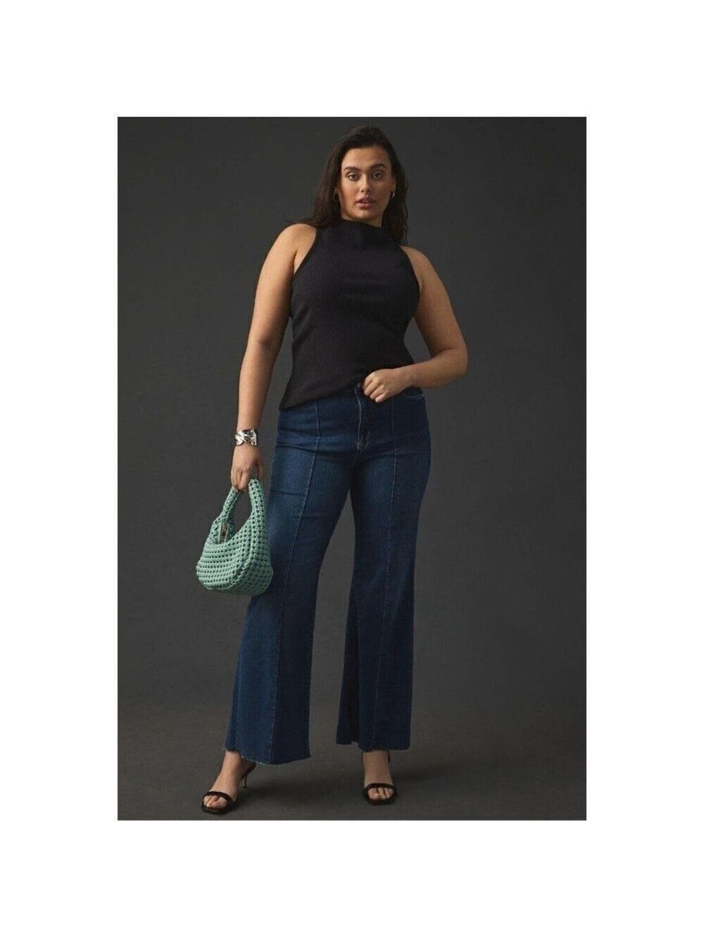 Anthropologie Pilcro Seamed High-Rise Wide-Leg Blue Jeans Plus Size 24W